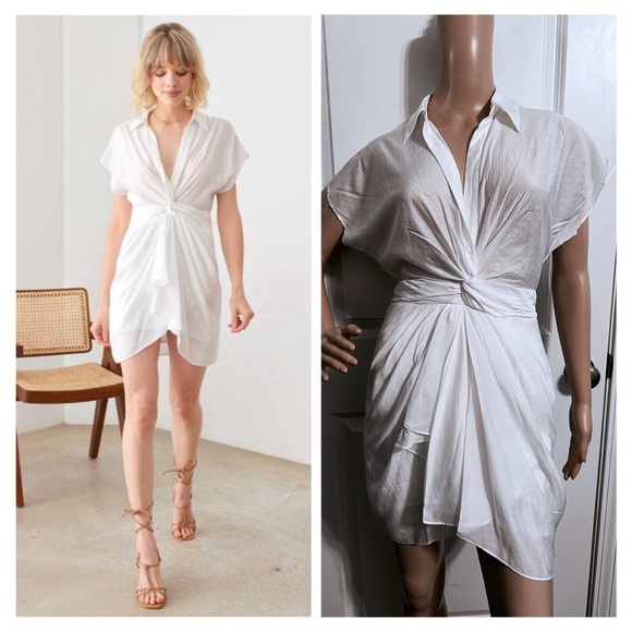 NWT-Boho Twist Ruffle Warp Bottom Overly Shirt Mini Dress - Picture 3 of 10